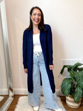 Grace Karin Navy Long Open Front Cardigan
